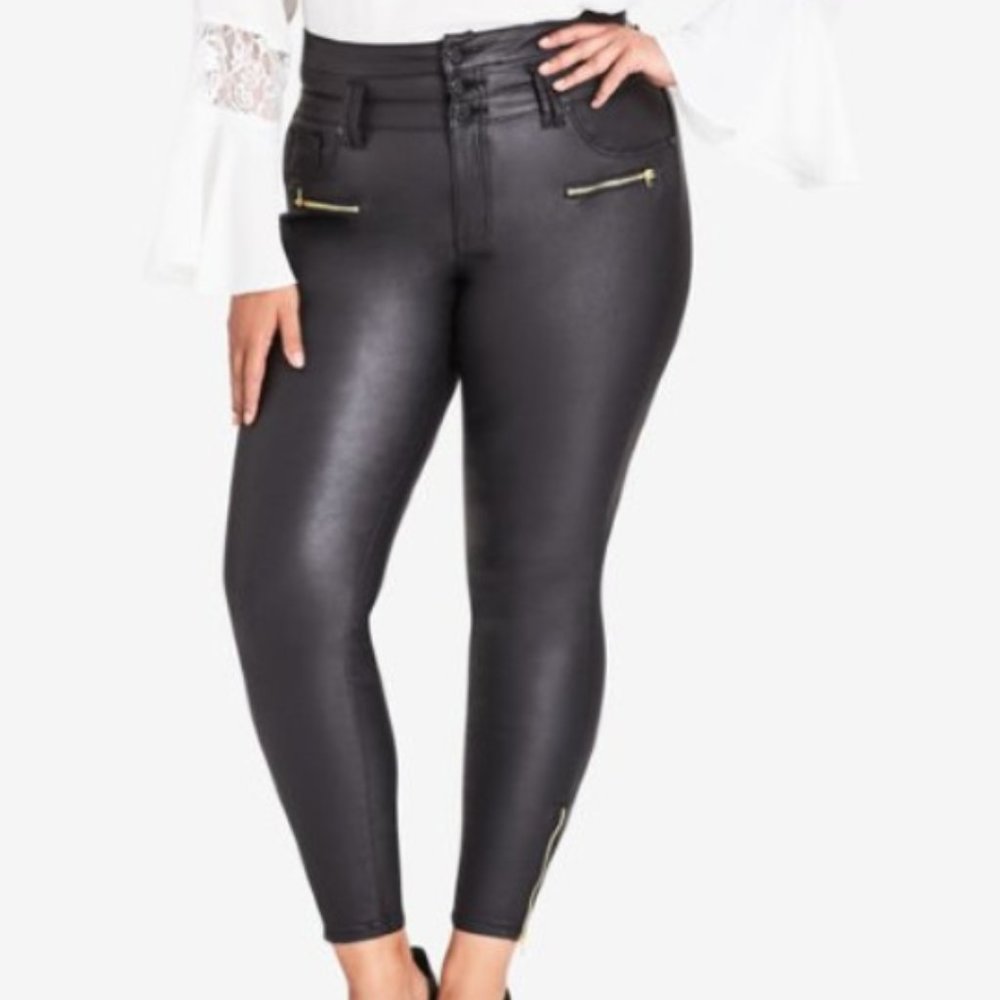 CITY CHIC | Harley Coated Corset Skinny Jean Black